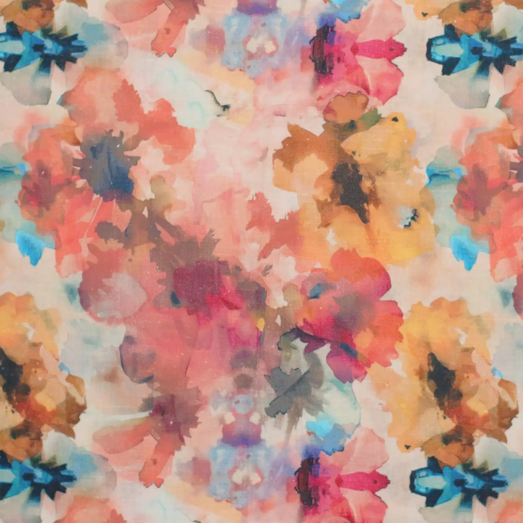 Fine Linen Fabric Aquarel Flowers x Fine Linen Fabric Aquarel Flowers x