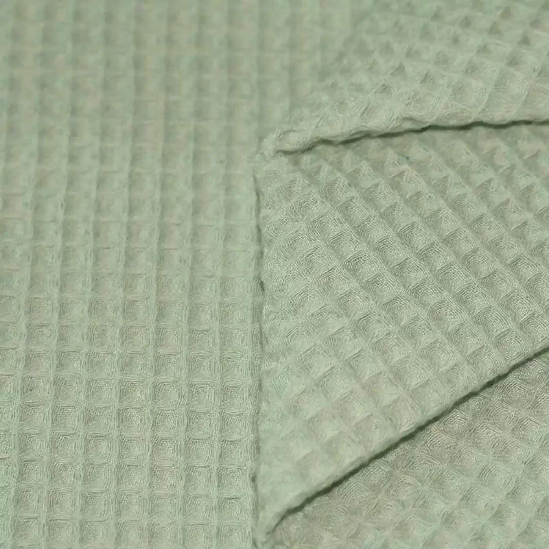 Waffle Pique Fabric Dusty Green x Waffle Pique Fabric Dusty Green x