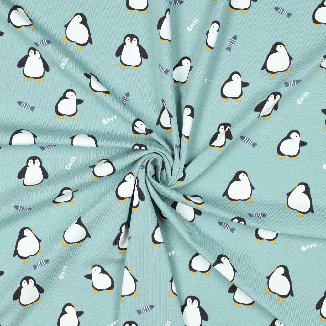 Jersey Bumbac Elastic Menta Pinguini
